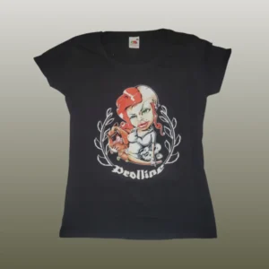Schwarzes Girlie-Shirt mit Prolline-Motiv.
