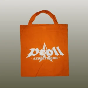 beutel-proll-streetwear-rot Beutel mit Proll-Streetwear-Logo, weiß auf rot.