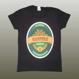 Schwarzes Girlie-Shirt mit Motiv 10 Jahre Oi!Sturm Asozial.