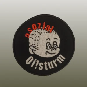 Patch mit dem Logo der Band Oi!Sturm Asozial mit einem Punkerkind.