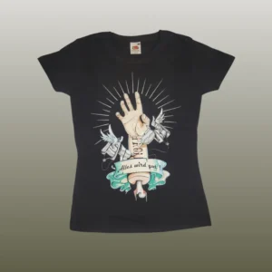 Schwarzes Girlieshirt mit Tattoo-Grafik und Schriftzug Alles wird gut.
