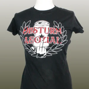 Schwarzes Girlie-Shirt mit dem Logo der Band Oi!Sturm Asozial.
