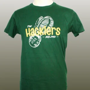 Grünes Shirt mit dem Logo Boot Style der irischen Band The Hacklers.