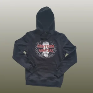 Klassischer schwarzer Hoodie mit dem Logo der Band Oi!Sturm Asozial, auf der Rückseite mit dem vielsagenden Druck: I love beer.