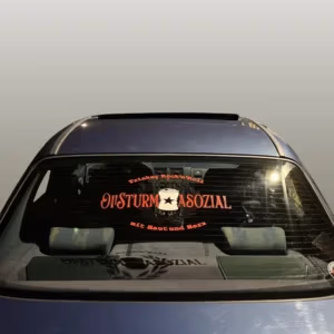 Heckaufkleber mit Motiv der Band Oi!Sturm Asozial mit dem Schriftzug Trinker Rock'n'Roll mit Haut und Herz in 45 cm Breite.