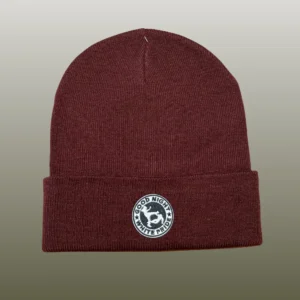 Dunkelrote Wintermütze mit Umschlag und Stick Good Night White Pride